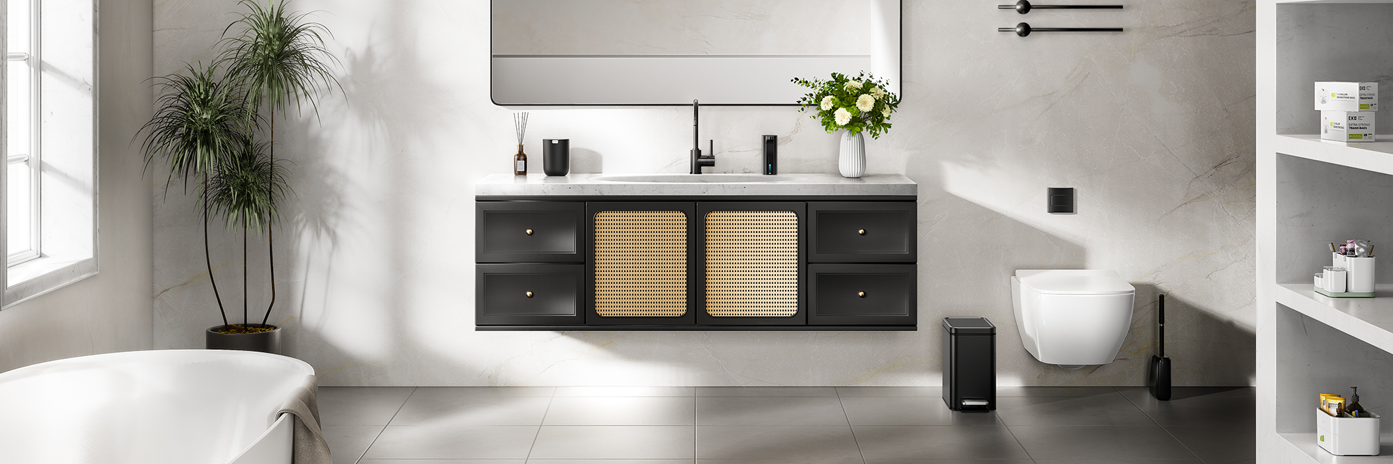 EKO Matte Black Trash Can