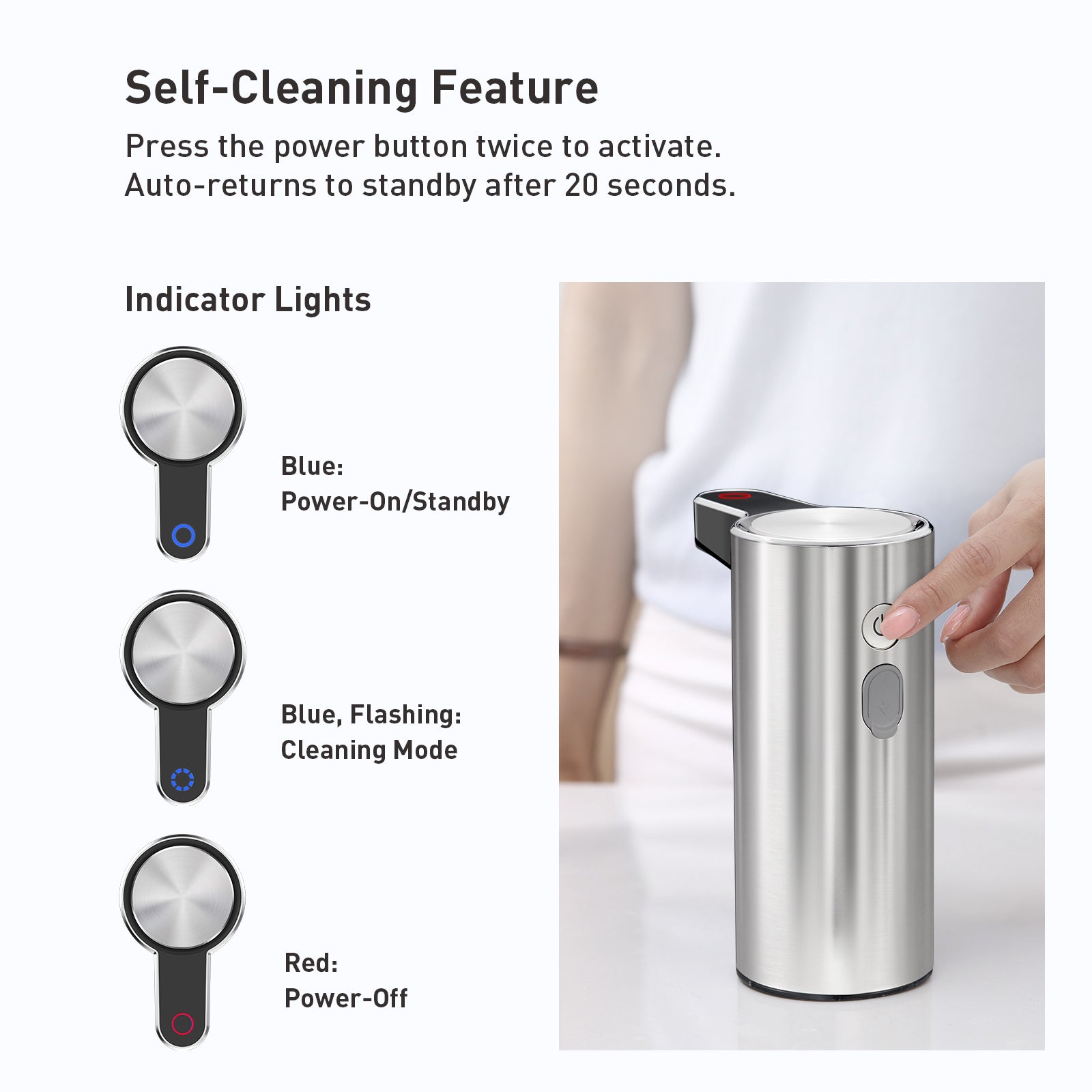 EKO Aroma Smart Foaming Soap Dispenser - Stainless Steel – Self-Cleaning Feature