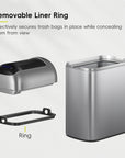 EKO Astro 10L / 2.6 Gallon Slim Sensor Trash Can with Butterfly Lid-Matte Stainless Steel – Removable Liner Ring