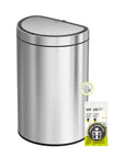 EKO Mirage Semi-Round Motion Sensor Trash Can, 47 Liter / 12.4 Gallon – Free Trash Bag Samples