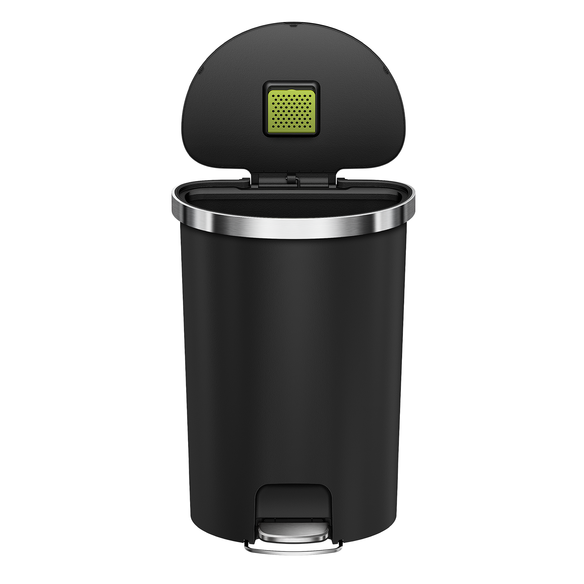 EKO HANA Semi-Round 55L/ 14.5 Gallon Plastic Resin Step Kitchen Trash Can-Black