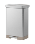 Hudson 50 Liter / 13 Gallon Step Can with Bag Compartment - Matte Stainless Steel