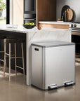 EcoCasa Plus dual-compartment stainless steel recycling trash can