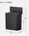 Brio 10L / 2.6 Gallon in Black Compact Design Motion Sensor Trash Can