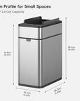 Phantom Pro 10 L / 2.6 Gal Dual Wing Lid Sensor Bin Matte Stainless Steel