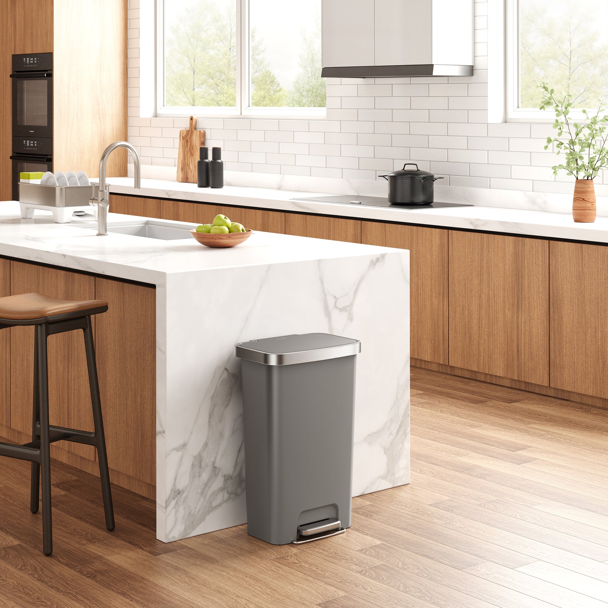 EKO HANA 45L/ 11.9 Gallon Plastic Resin Step Kitchen Trash Can-Gray – Kitchen