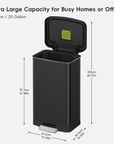 Hudson 75 Liter / 20 Gallon Step Can with Bag Compartment - Matte Black