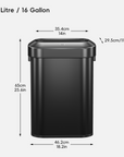 Urban Slim Open Top Can Commercial Grade - 60L / 16 Gal-Matte Black