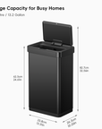 EcoNova 13 Gallon/50 Liter Motion Sensor Trash Can-Matte Black