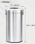 EKO Urban Round Open Top Can Commercial Grade - 120L / 32 Gal – Dimensions