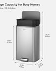 Marina 50 Liter / 13 Gallon Matte Stainless Steel Step Trash Can