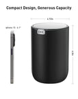 EKO Fandy Table Bin with Swing-Top Lid - Black 1.5L / 0.4 Gal – Dimensions