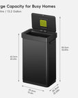 Deluxe Mirage-T 50 Liter / 13 Gallon Sensor Can (Matte Black) Dimensions.