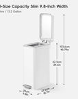 Hudson Slim 50 Liter / 13 Gallon Matte White Step Trash Can with Lid