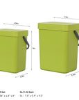 EKO Puro Compost Bin with Lid - Lime 5L / 1.32 Gal – Dimensions
