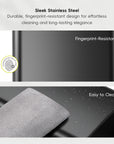 EKO Laguna 2.6 Gallon/10L Open Top Trash Can with Removable Inner Basket, Matte Black – Sleek Stainless Steel - Durable, fingerprint-resistant design for effortless cleaning and long-lasting elegance