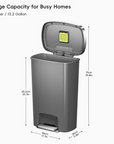 Hana Select 13.2 Gallon / 50L Plastic Resin Step Kitchen Trash Can-Grey