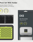 EKO Odor Filter Kit – 2 Pack Strong Odor Absorber and Deodorizer with Filter Case for Trash Cans – 2-Pack Set With Holder