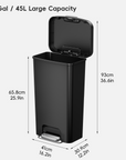 EKO 45L / 12 Gal Pet-Lock Kitchen Trash Can with Lid