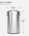 Urban Round Open Top Can Commercial Grade - 60L / 16 Gal