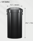 EKO Urban Round Open Top Can Commercial Grade 90L / 23.7 Gal Black Stainless Steel Trash Can – Dimensions