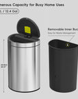 EKO Mirage Semi-Round Motion Sensor Trash Can, 47 Liter / 12.4 Gallon – Generous Capacity for Busy Home Uses