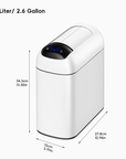 Astro 10L / 2.6 Gallon Slim Sensor Trash Can with Butterfly Lid-Matte White