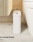 EKO Morandi Slim Bathroom Trash Can - 10L /2.6 Gallon - White – Fits Between Sink and Toilet