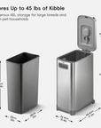 EKO 45 lb Stainless Steel Pet Food Storage Container with Lockable Airtight Lid
