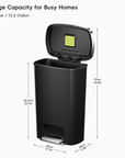 Hana Select 13.2 Gallon / 50L Plastic Resin Step Kitchen Trash Can-Black