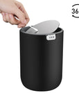 EKO Fandy Table Bin with Swing-Top Lid - Black 1.5L / 0.4 Gal – 360 Degree Swing-Top Lid