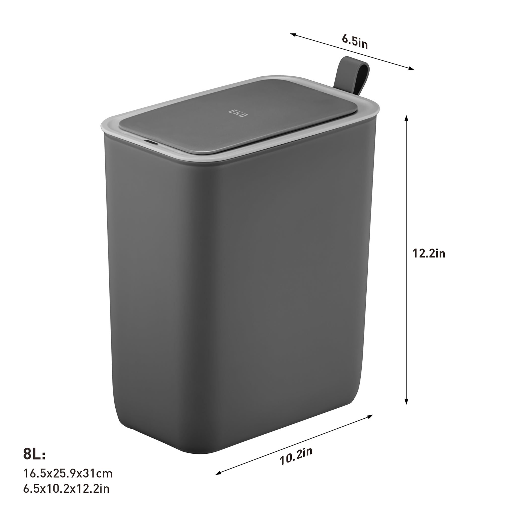 Morandi Slim Sensor Can – Gray 8L / 2.11 Gal