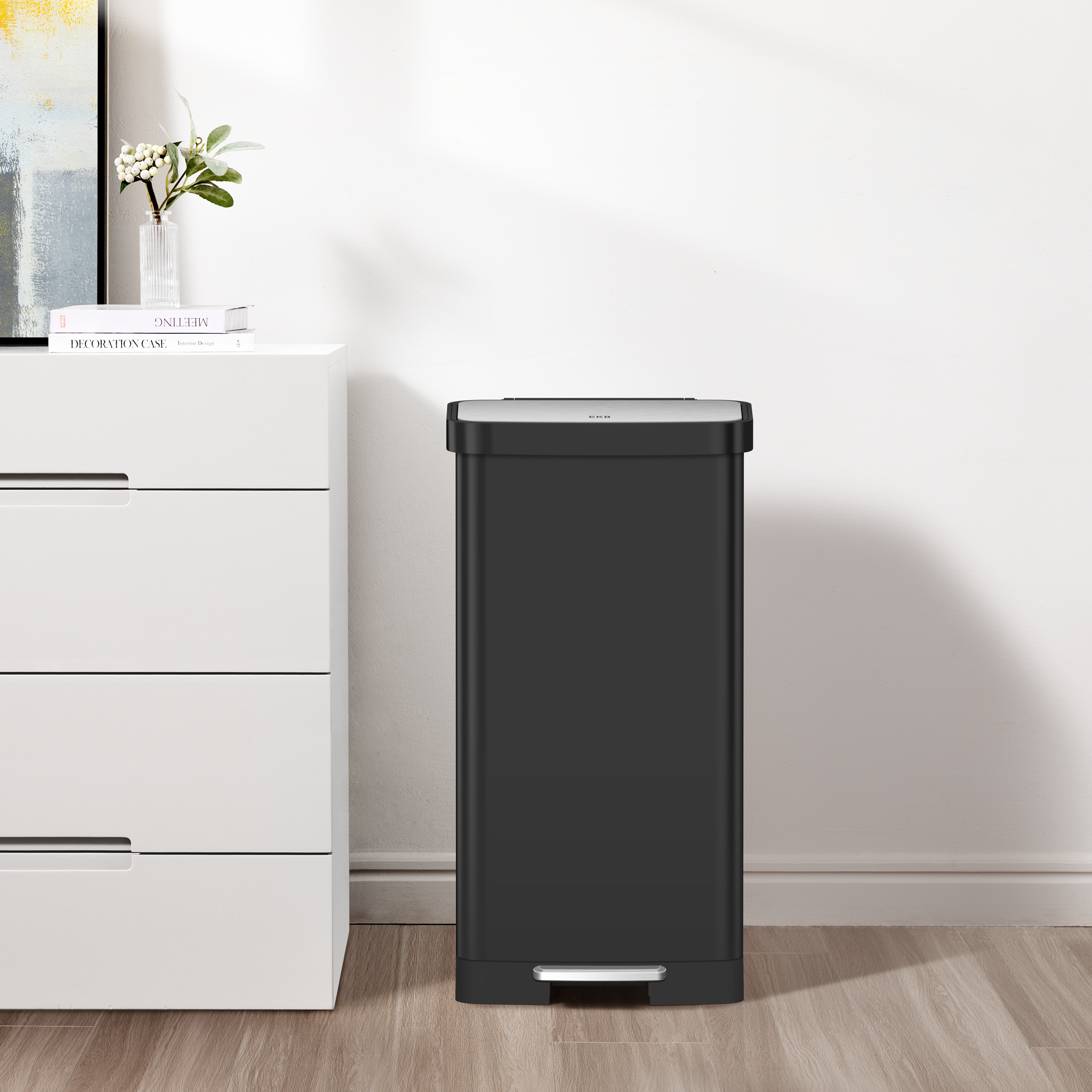 Hudson 75L Step Can with Bag Compartment - Matte Black – Home by EKO