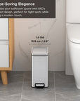 EKO Stella 6 L/1.6 Gal Small Bathroom Step Trash Can - Stainless Steel – Space-Saving Elegance