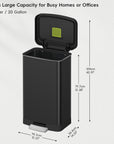 EKO Hudson 75Liter / 19.8 Gallon Step Trash Can with Bag Compartment - Matte Black – Extra Large Capacity for Busy Homes or Offices