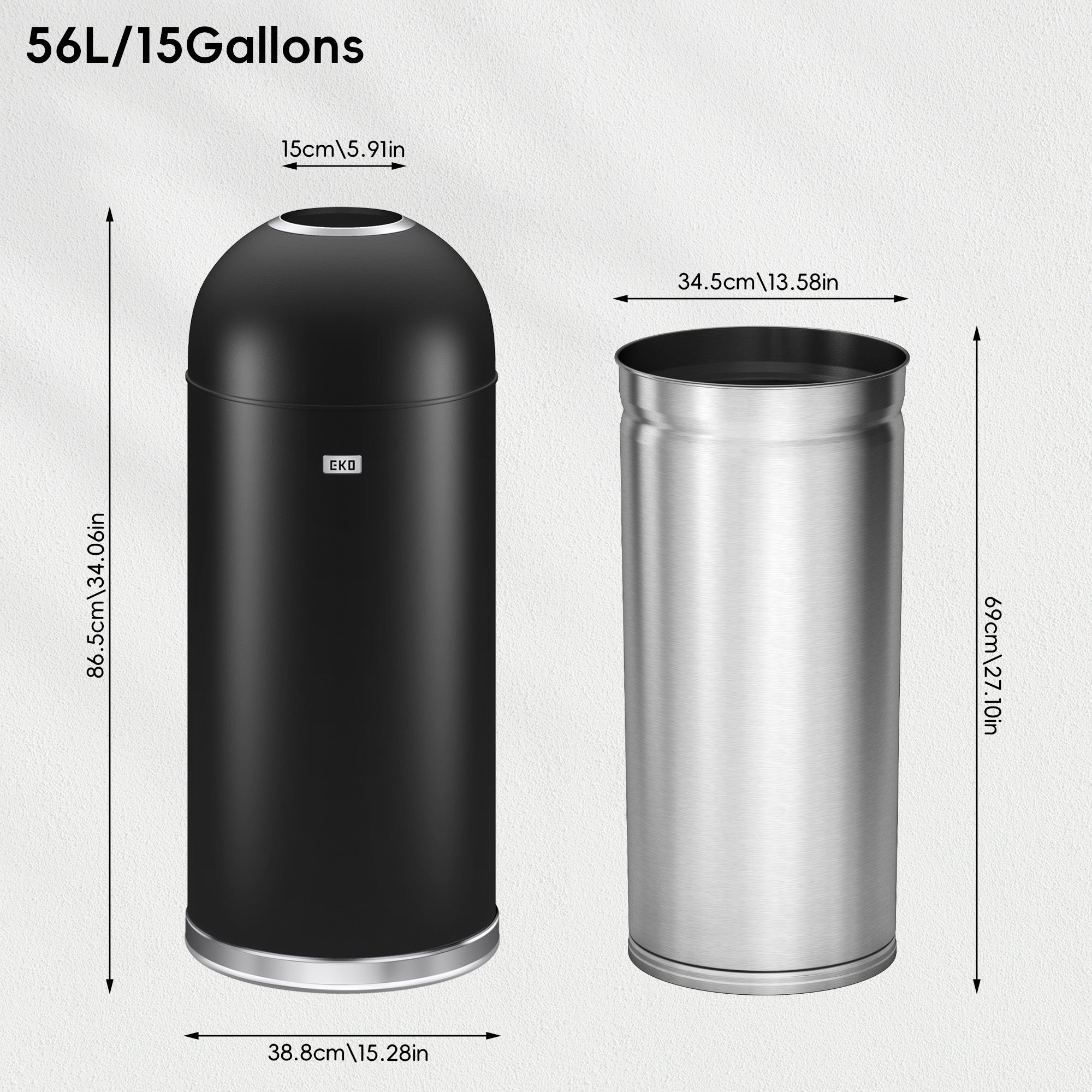 Eternal Round Open Top Can Commercial Grade – 56L / 14.7 Gal 