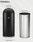 EKO Eternal Round Open Top Can Commercial Grade – 56L / 14.7 Gal – Dimensions