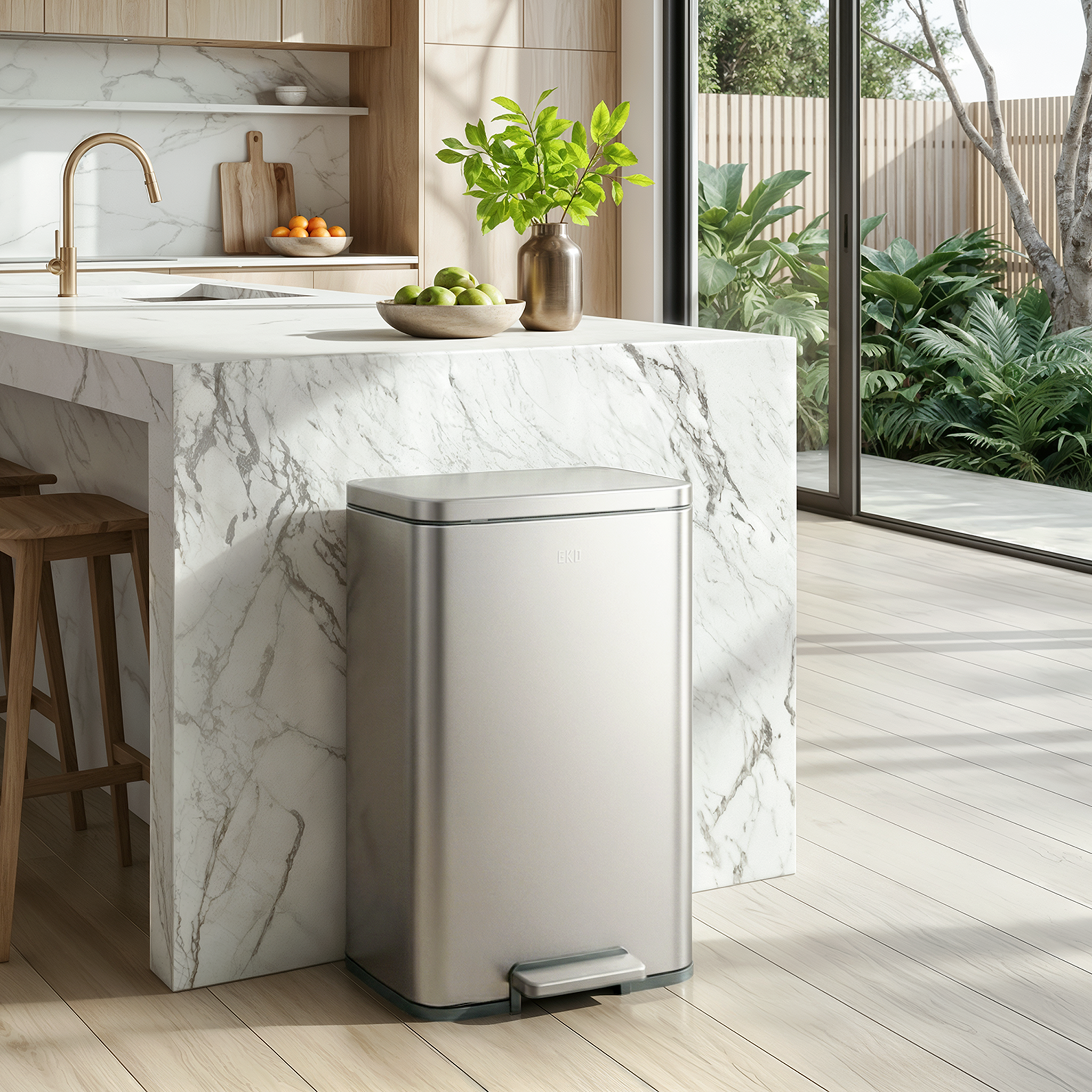eko☆ Madison Step Can with Liner – 13.2 Gal – Stainless Steel – Home by EKO