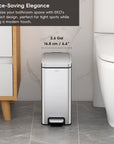 EKO Stella 10 L/2.6 Gal Small Bathroom Step Trash Can - Stainless Steel – Space-Saving Elegance