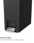 HANA Slim 40L/ 10.5 Gallon Plastic Resin Step Kitchen Trash Can-Black