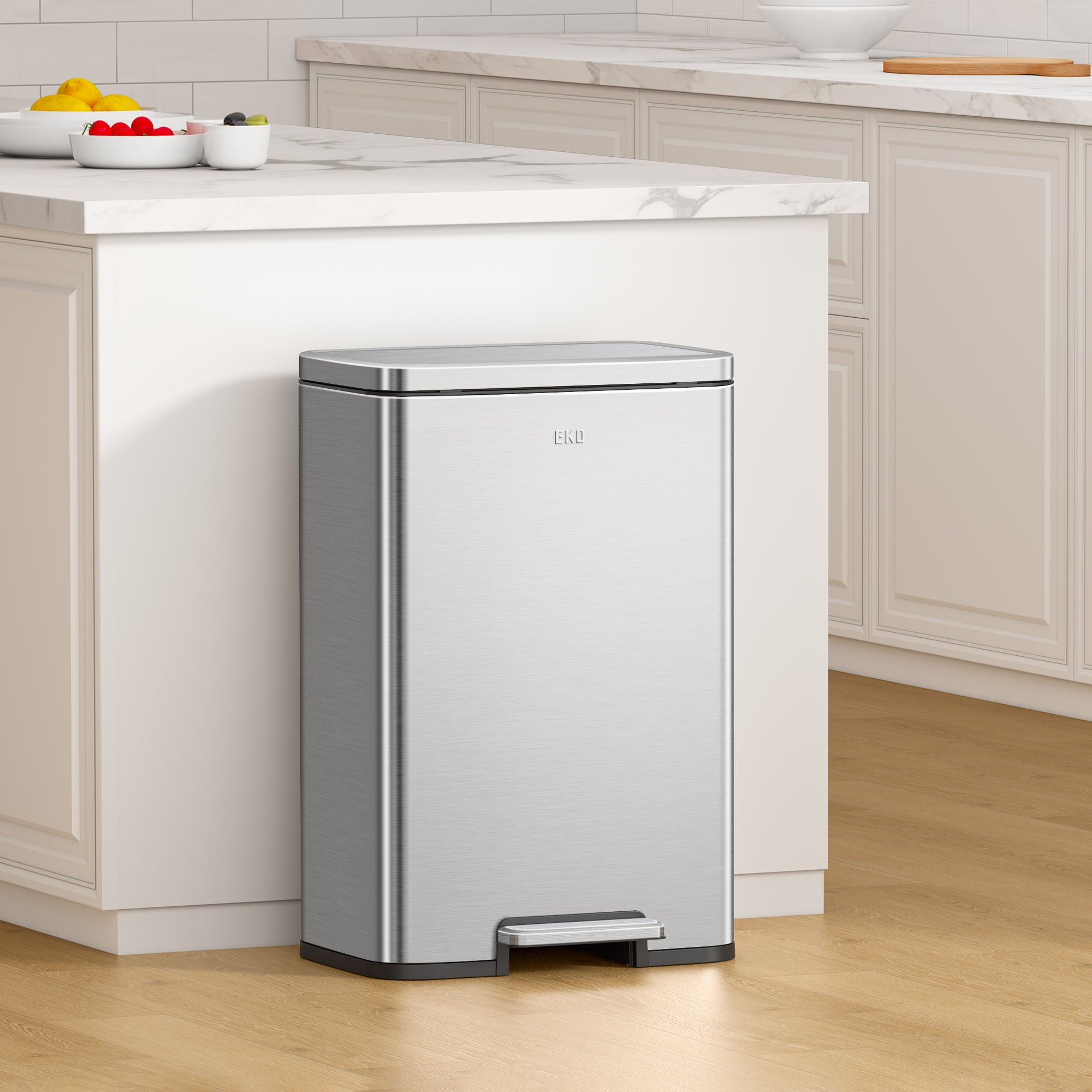EKO Madison 25L+20L Dual Compartment Step Trash Can - Brushed Stainless – Kitchen