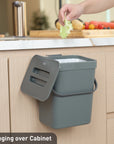EKO Puro Compost Bin with Lid - Dark Gray 5L / 1.32 Gal – Hanging over Cabinet