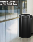 EKO Urban Round Open Top Can Commercial Grade 60L / 16 Gal Black Stainless Steel Trash Can – Commercial Grade Open-Top Trash Can