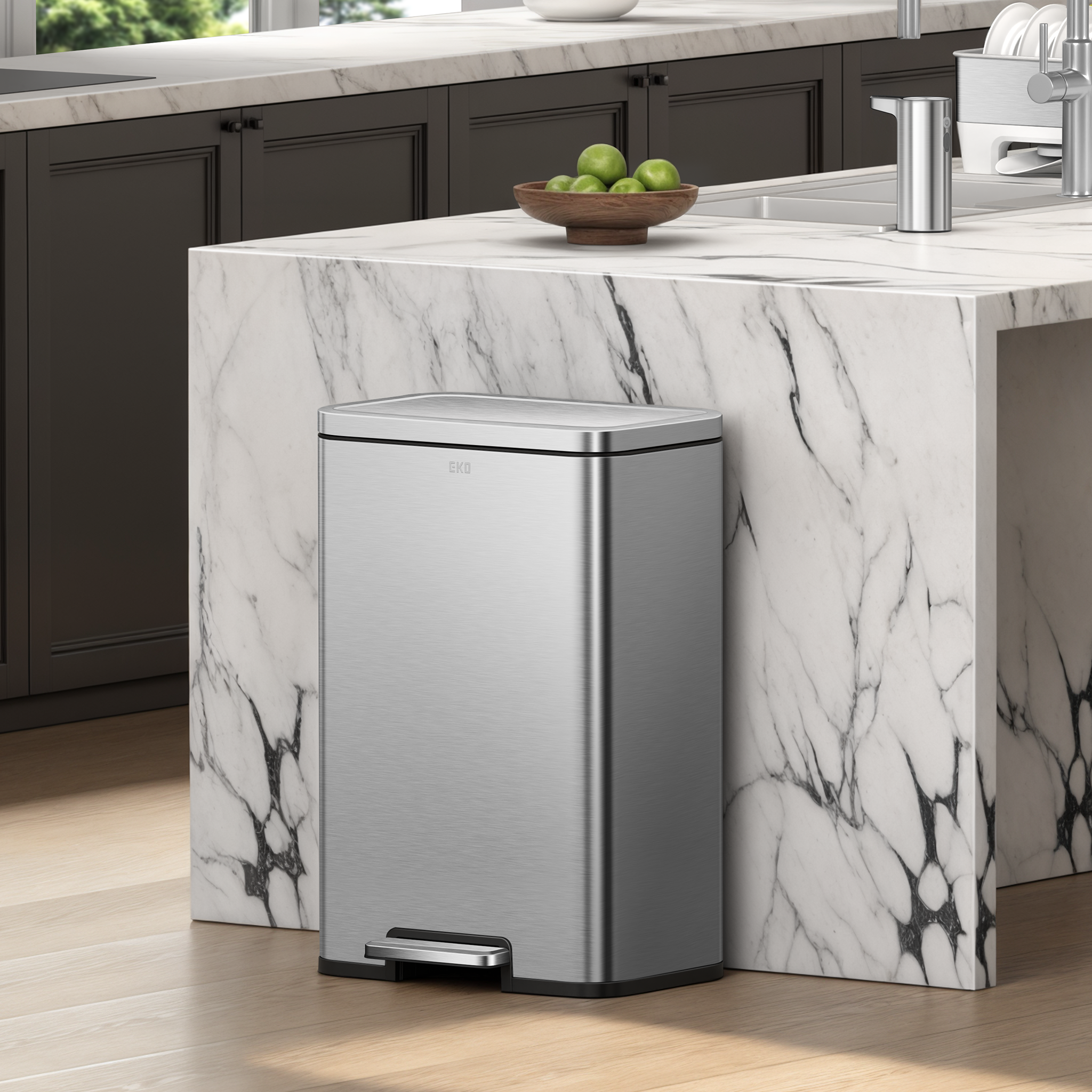 Madison Step Can with Liner – 50L – Matte Stainless Steel – Home