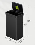 EKO Deluxe Mirage-T Sensor Can - 50L / 13.2 Gal, Matte Black – Dimensions