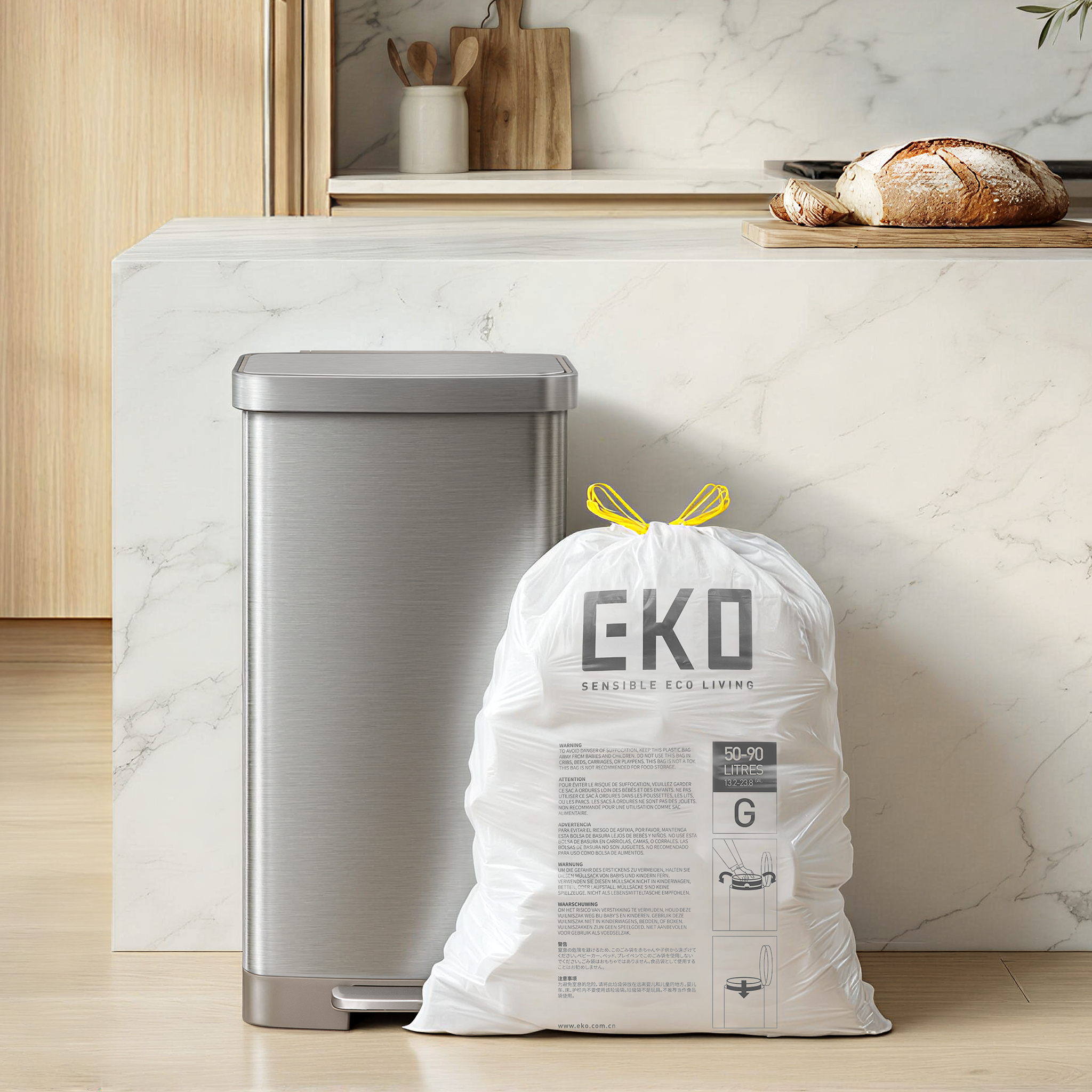 Code G - 21 Gal Easy-Dispense Roll Trash Bag - 240 Count – Home by EKO