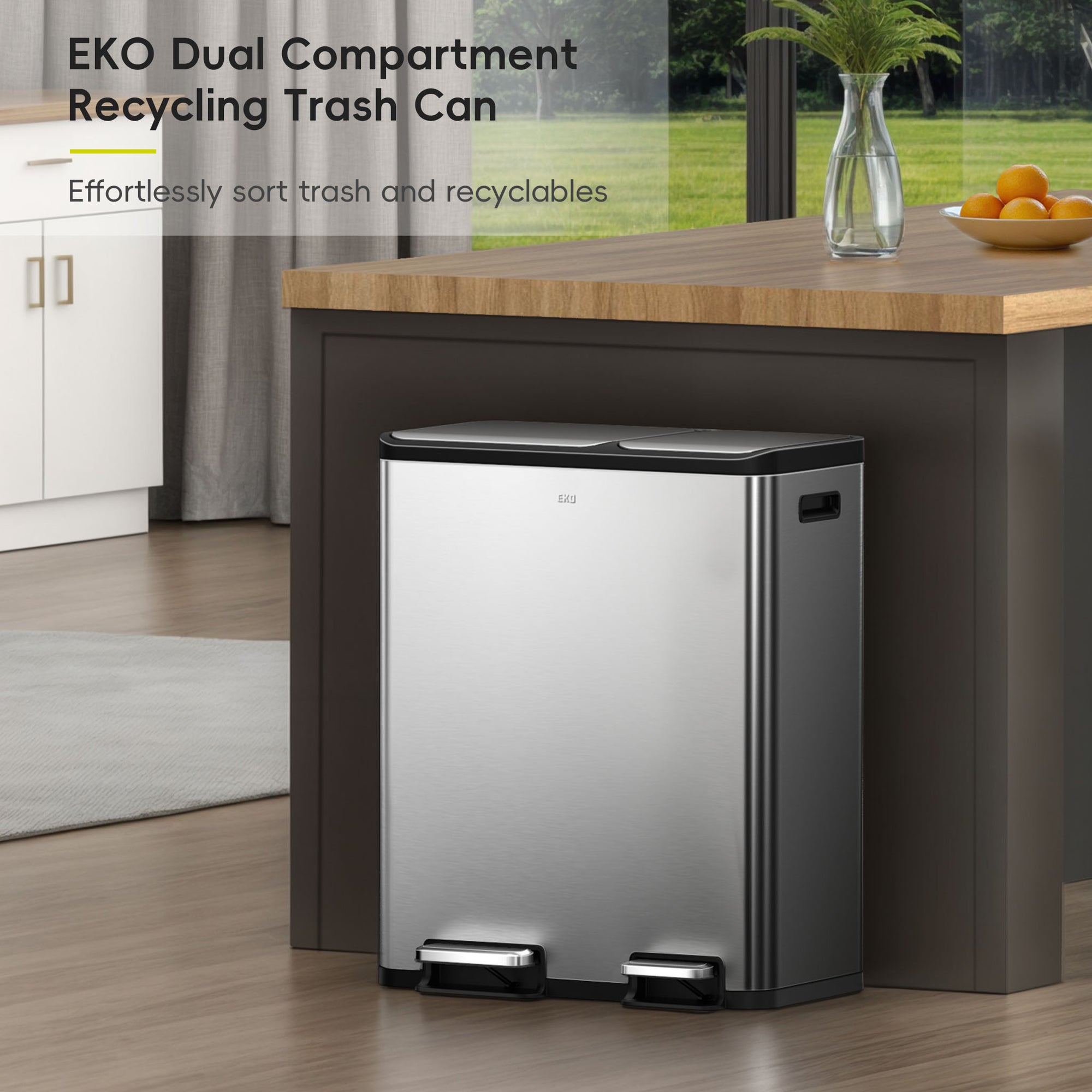EcoCasa Step Recycling Can - Dual Compartment 30L+20L