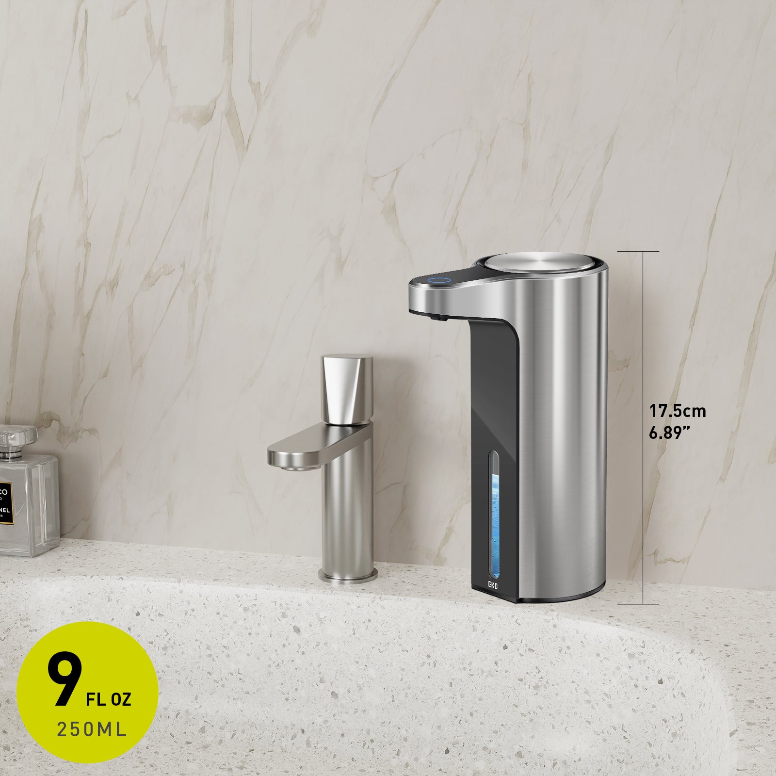 EKO Aroma Smart Foaming Soap Dispenser - Stainless Steel – Dimensions