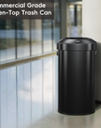 EKO Urban Round Open Top Can Commercial Grade 90L / 23.7 Gal Black Stainless Steel Trash Can – Commercial Grade Open-Top Trash Can