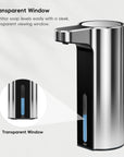 EKO Aroma Smart Liquid Soap Dispenser - Chrome Metallic – Transparent Window - Monitor soap levels easily with a sleek, transparent viewing window
